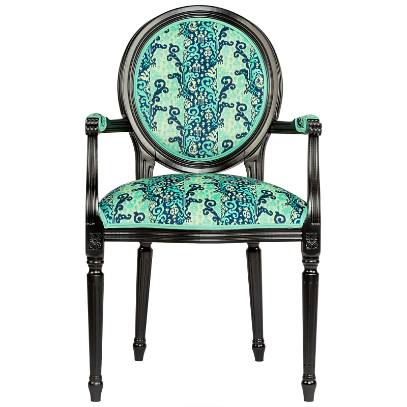 Стул из натурального бука с подлокотниками Ikat Pattern бирюзовый Черный Бирюзовый Стул из натурального бука с подлокотниками Ikat Pattern бирюзовый Черный Бирюзовый в Грозном | Loft Concept