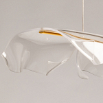 Люстра линейная с 3-мя белыми волнистыми плафонами Wave Line варинант исполнения - 8 | Loft Concept в Грозном