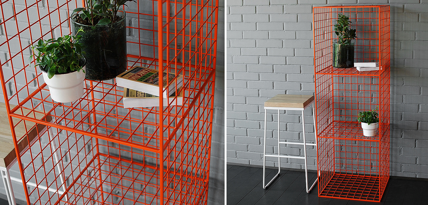 Стеллаж Carney Orange Industrial Metal Rust Rack Стеллаж Carney Orange Industrial Metal Rust Rack - Loft-Concept в Грозном