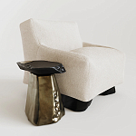 Кресло Cannes с мягкой обивкой букле молочного цвета  варинант исполнения - 1 | Loft Concept в Грозном