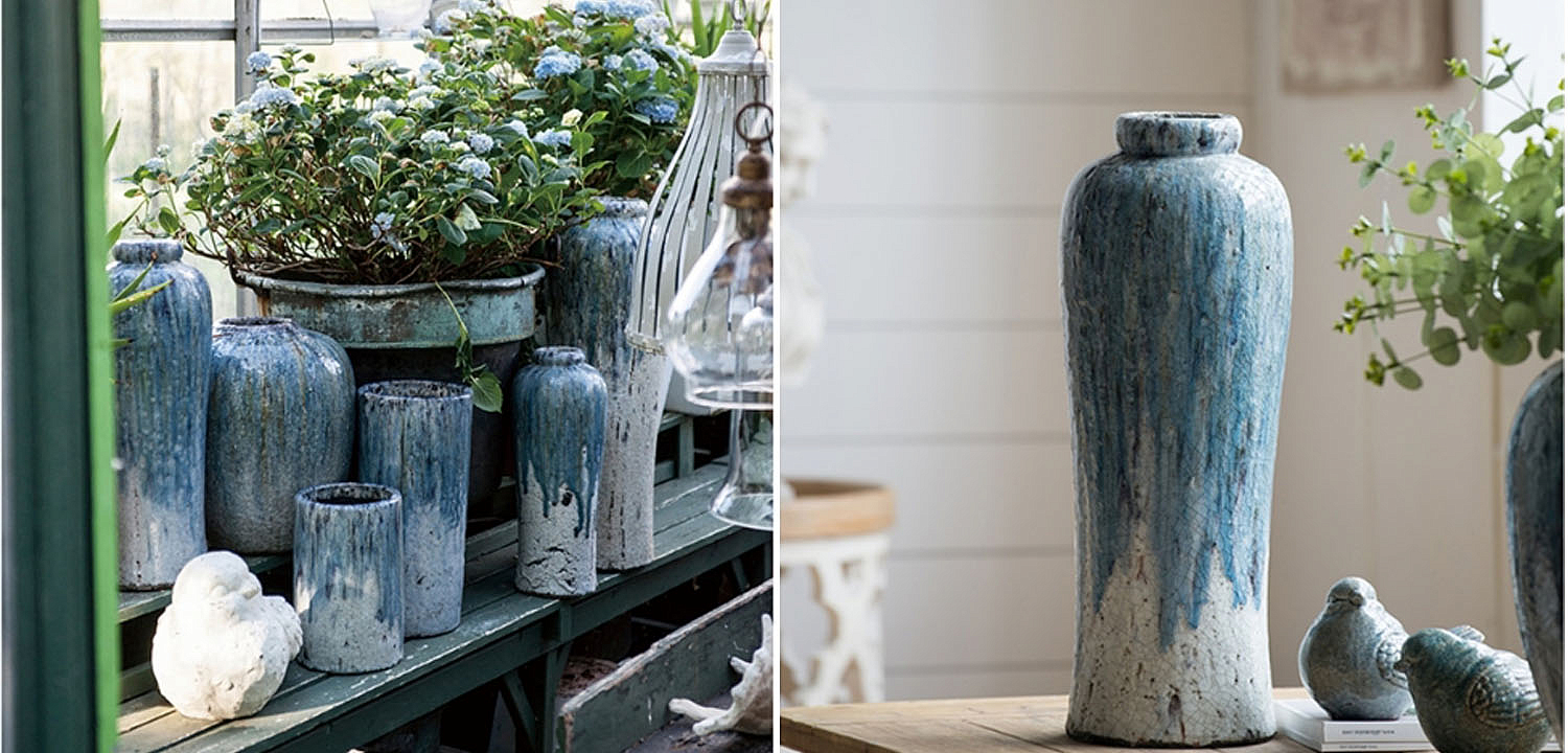 Ваза Terracotta Vase blue-white high Ваза Terracotta Vase blue-white high - Loft-Concept в Грозном