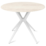 Стол обеденный с круглой столешницей из керамики на четырех белых ножках Sand Ceramics варинант исполнения - 1 | Loft Concept в Грозном
