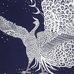 Обои ручная роспись в стиле Арт-деко Whistler Peacocks Special Colourway on Empire Blue dyed silk варинант исполнения - 2 | Loft Concept в Грозном