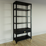 Стеллаж Elsa Dreams Black со стеклянными полками и ящиком варинант исполнения - 1 | Loft Concept в Грозном