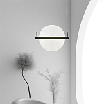 Светодиодный подвесной светильник круглой формы с металлическим черным каркасом Marble Glow варинант исполнения - 5 | Loft Concept в Грозном