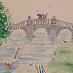 Обои ручная роспись Promenade Special Colourway on pink painted Xuan paper варинант исполнения - 1 | Loft Concept в Грозном