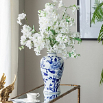 Ваза с бело-синей росписью и изображением цветов Blue & White Ornament варинант исполнения - 4 | Loft Concept в Грозном