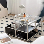 Дизайнерский журнальный стол квадратный с полками Akydy варинант исполнения - 1 | Loft Concept в Грозном