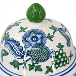 Ваза с крышкой и зелено-голубым цветочным узором на белом фоне Blue & White Ornament варинант исполнения - 3 | Loft Concept в Грозном