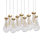 Люстра с 9-ю прозрачными стеклянными плафонами в форме капли Lucid Rain  варинант исполнения - 1 | Loft Concept в Грозном