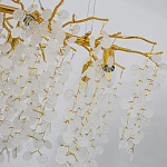 Люстра подвесная с золотистыми ветками и стеклянными подвесками в виде листьев Длина 80 см FAIRYTREE Light варинант исполнения - 5 | Loft Concept в Грозном