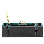 Настольный письменный набор из змеевика с часами и календарницей Successful Leader варинант исполнения - 3 | Loft Concept в Грозном