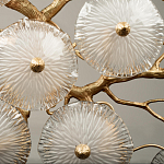 Потолочная люстра круглая ветвистыми бронзовыми элементами и стеклянными рифлеными дисками Textured Glass Chandelier варинант исполнения - 5 | Loft Concept в Грозном