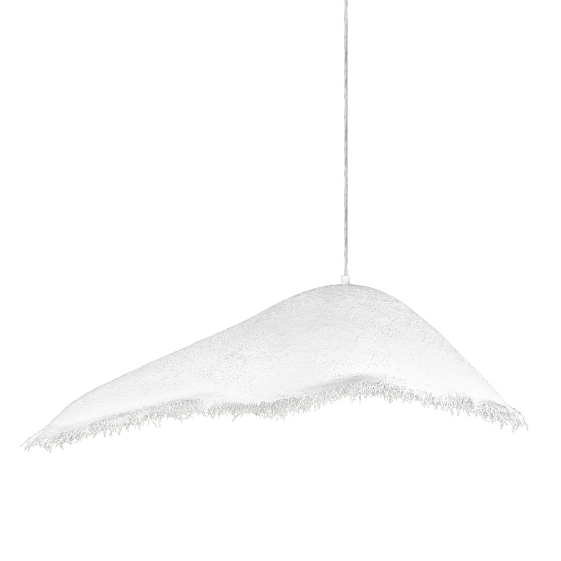 Подвесной светильник с асимметричным волнообразным абажуром и фактурной бахромой по краю Tactile Line Белый в Грозном | Loft Concept 