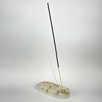Подставка под благовония из эпоксидной смолы с цветами белая Epoxy Resin Flowers Incense Oval Stand White варинант исполнения - 3 | Loft Concept в Грозном