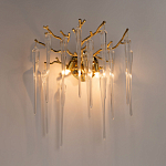 Бра золотого цвета с разветвленными ветвями и длинными прозрачными подвесками в форме стеклянных сосулек Droplet Chandelier варинант исполнения - 2 | Loft Concept в Грозном