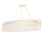 Люстра подвесная овальная с рельефными стеклянными панелями и золотым металлическим каркасом Textured Glass Chandelier варинант исполнения - 1 | Loft Concept в Грозном