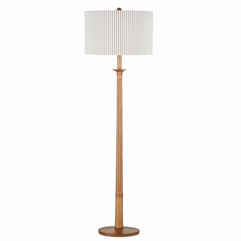 Торшер с фактурным абажуром на деревянном основании Pleated Floor Lamp Торшер с фактурным абажуром на деревянном основании Pleated Floor Lamp в Грозном | Loft Concept