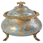 Шкатулка голубого цвета с золотым растительным узором Eden Garden варинант исполнения - 1 | Loft Concept в Грозном
