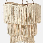 Трехъярусная люстра с подвесками из круглых деревянных бусин белая White Beads Three-tier Chandelier  варинант исполнения - 4 | Loft Concept в Грозном