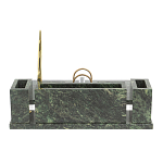 Настольный письменный набор из змеевика с подставкой под календарь и часами Successful Leader варинант исполнения - 3 | Loft Concept в Грозном