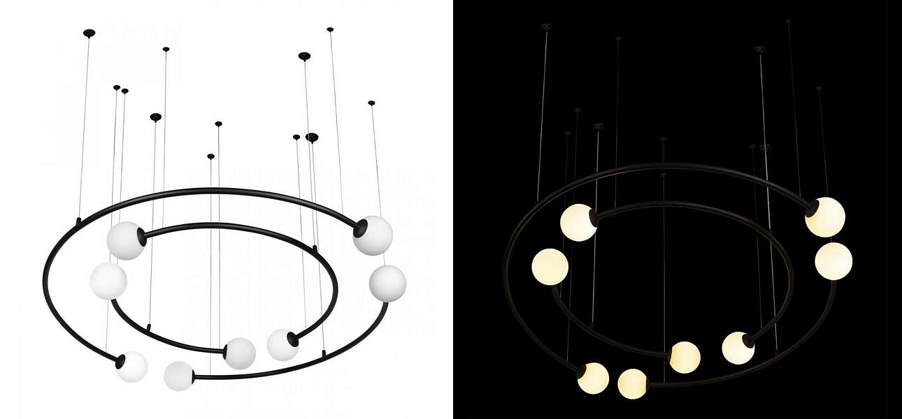 Дизайнерская Модульная Люстра PLANETARY two rings Black 100 см Дизайнерская Модульная Люстра PLANETARY two rings Black 100 см - Loft-Concept в Грозном