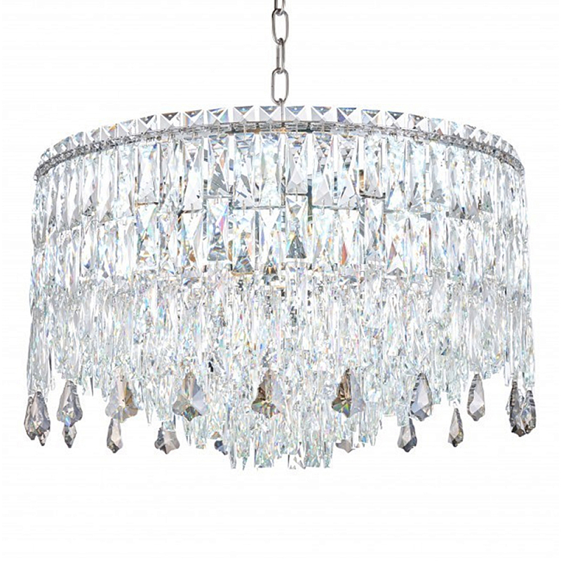 Люстра круглая с хрустальными подвесками на серебряном каркасе Roul Crystal Light Хром Прозрачный Люстра круглая с хрустальными подвесками на серебряном каркасе Roul Crystal Light Хром Прозрачный в Грозном | Loft Concept