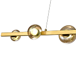 Люстра светодиодная линейная с 6-ю круглыми плафонами коньячного цвета Iona Chandelier Brass  варинант исполнения - 2 | Loft Concept в Грозном