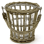 Кашпо стеклянное в плетёной корзине Timber варинант исполнения - 1 | Loft Concept в Грозном