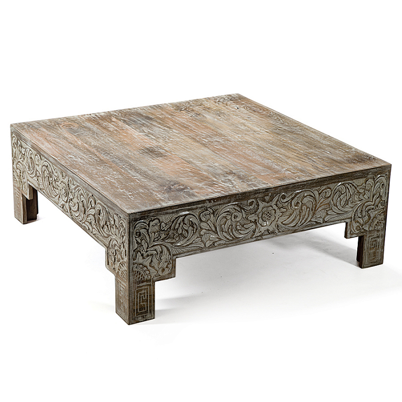 Кофейный стол Carved Сoffee table ручная резьба по дереву Коричневый винтаж в Грозном | Loft Concept 