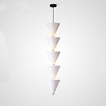 Подвесной светильник светодиодный в виде ряда белых металлических конусов  Herringbone варинант исполнения - 3 | Loft Concept в Грозном