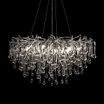 Люстра подвесная с прозрачными стеклянными подвесками в форме капель Диаметр 80 см Droplet Chandelier варинант исполнения - 6 | Loft Concept в Грозном