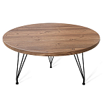 Стол журнальный c коричневой круглой столешницей на трех металлических ножках Charm Coffee Table варинант исполнения - 1 | Loft Concept в Грозном