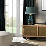 Настольная лампа с коническим дымчато-зелёным абажуром из искусственного шёлка Quintiesse варинант исполнения - 3 | Loft Concept в Грозном