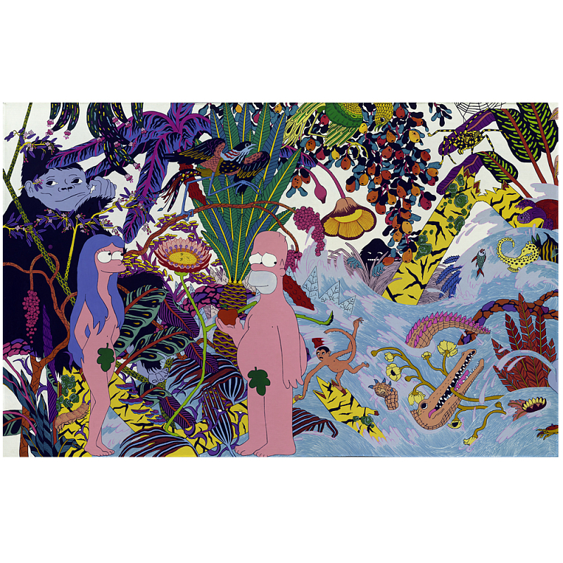 Homer Simpson in Paradise картина акрил на холсте Мульти в Грозном | Loft Concept 