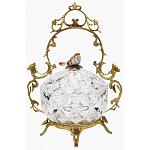 Конфетница с бронзовой ручкой и фарфоровой птичкой на крышке Eden Garden варинант исполнения - 1 | Loft Concept в Грозном