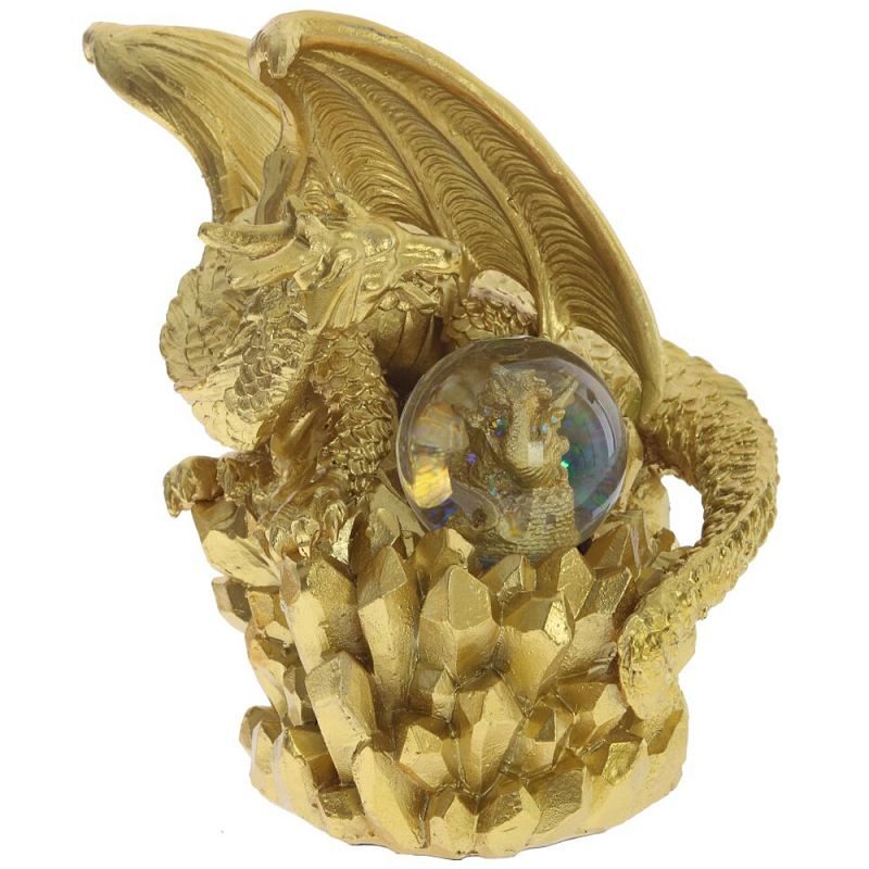 Декоративная статуэтка Дракон со стеклянным шаром Dragon Statuette Gold Прозрачное Стекло Золотой Декоративная статуэтка Дракон со стеклянным шаром Dragon Statuette Gold Прозрачное Стекло Золотой в Грозном | Loft Concept