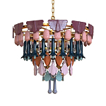 Люстра круглая с декором из разноцветных элементов в виде листьев Changing Seasons варинант исполнения - 10 | Loft Concept в Грозном