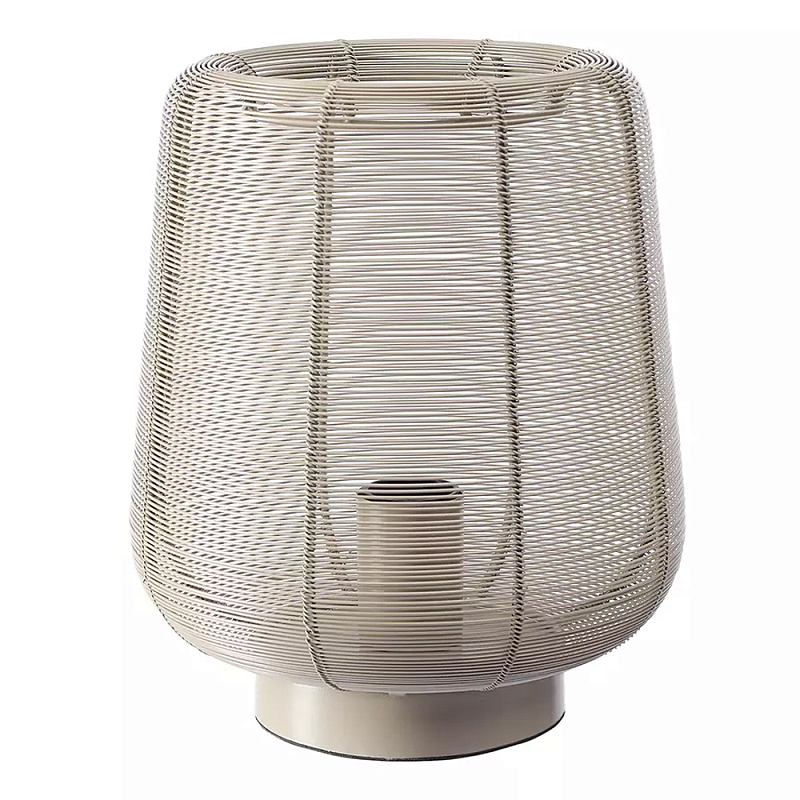 Настольная лампа с плетеным металлическим плафоном Wicker Iron Lamp Бежевый Черный Настольная лампа с плетеным металлическим плафоном Wicker Iron Lamp Бежевый Черный в Грозном | Loft Concept