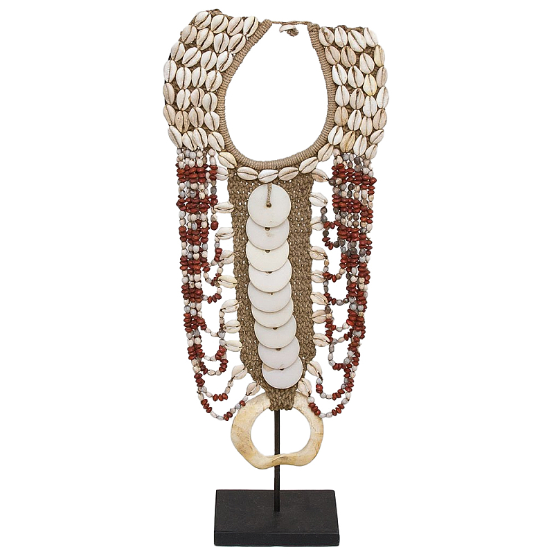 Этническое ожерелье из ракушек Aboriginal Long Discs Necklace Бежевый Коричневый Красный Этническое ожерелье из ракушек Aboriginal Long Discs Necklace Бежевый Коричневый Красный в Грозном | Loft Concept