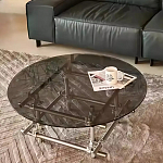 Дизайнерский журнальный стол с круглой столешницей на стальном основании Rivetyk варинант исполнения - 3 | Loft Concept в Грозном