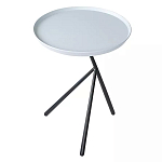 Столик приставной с круглой серой столешницей и черным основанием Round Stable Table варинант исполнения - 2 | Loft Concept в Грозном