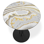 Стол журнальный с круглой столешницей из стекла Gray and Gold Marble варинант исполнения - 2 | Loft Concept в Грозном