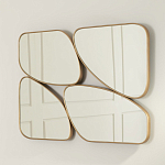 Зеркало в ассиметричной раме золотистого цвета Chaotic варинант исполнения - 3 | Loft Concept в Грозном