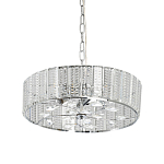 Люстра круглая на цепи цвета хром с прозрачными рельефными хрустальными пластинами Textured Glass Chandelier варинант исполнения - 1 | Loft Concept в Грозном