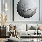 Подвесной светильник белого цвета с тремя геометрическими плафонами Alora Mood варинант исполнения - 7 | Loft Concept в Грозном