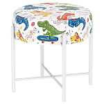 Пуф детский круглый с принтом на 4-х белых ножках Dinosaurs CHILDHOOD варинант исполнения - 1 | Loft Concept в Грозном