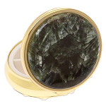 Таблетница карманная круглая с 3-мя отделениями и накладкой из натурального камня Серафинит Gold Stone Pillboxes варинант исполнения - 2 | Loft Concept в Грозном