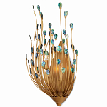 Бра настенное золотое с декором из бирюзовых элементов Peacock Tail варинант исполнения - 2 | Loft Concept в Грозном
