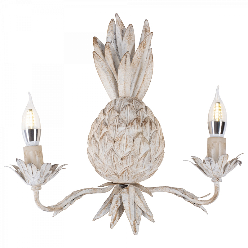 Бра Ананас белый прованс Pineapple Wall Lamp Белый винтажная патина Бра Ананас белый прованс Pineapple Wall Lamp Белый винтажная патина в Грозном | Loft Concept